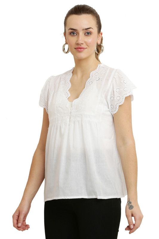 White Border Embroidered Top image 3