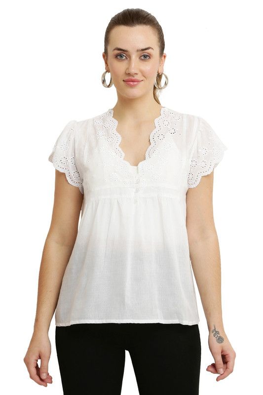 White Border Embroidered Top image 4