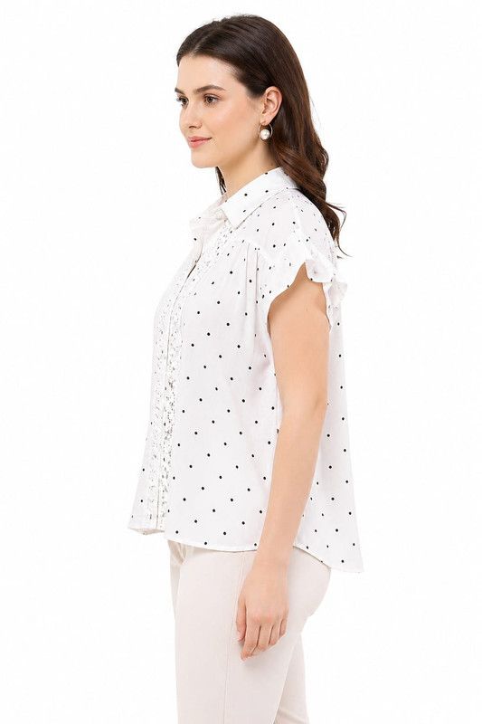 Printed Top With Lace Work image 2