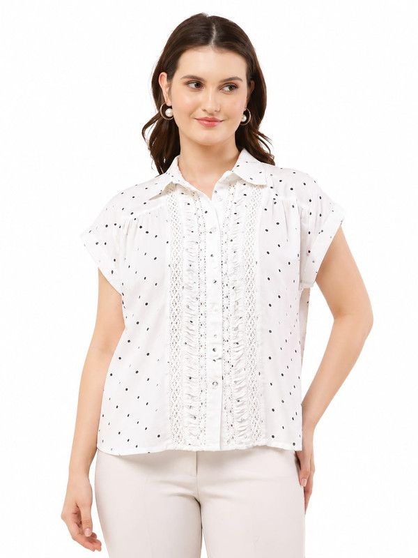 Printed Top With Lace Work image 3