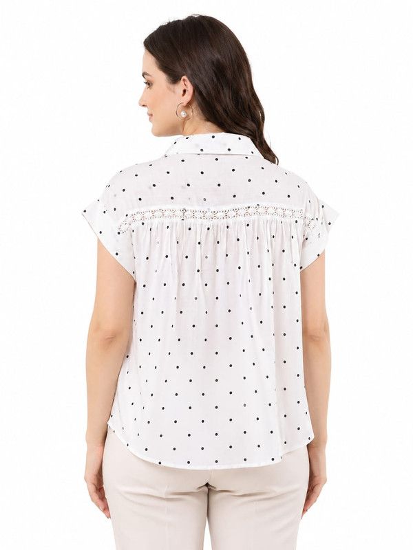 Printed Top With Lace Work image 4