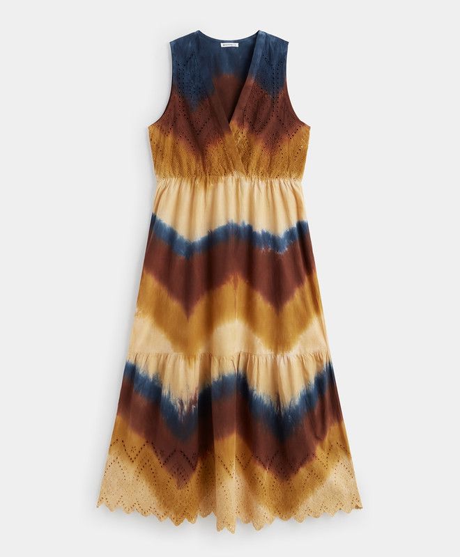 Tie Dyed Long Embroidered Dress