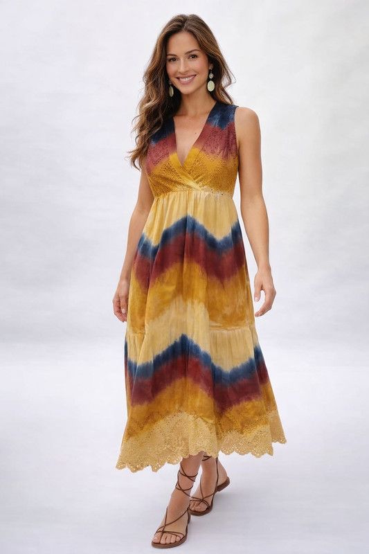 Tie Dyed Long Embroidered Dress image 3