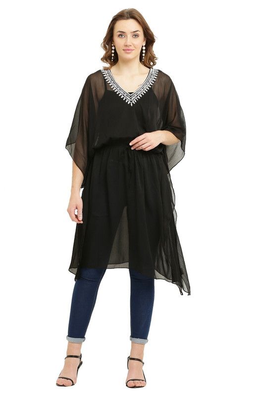 Black Beach Wear Kaftan