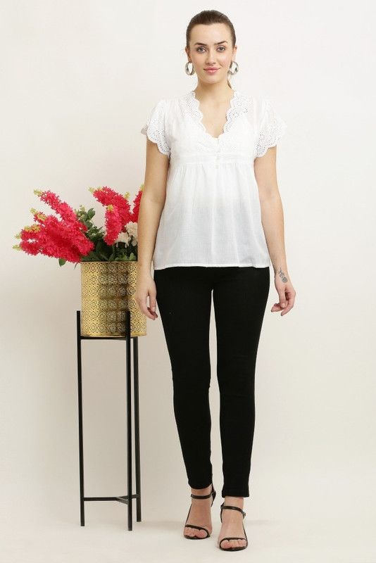 White Border Embroidered Top image 5
