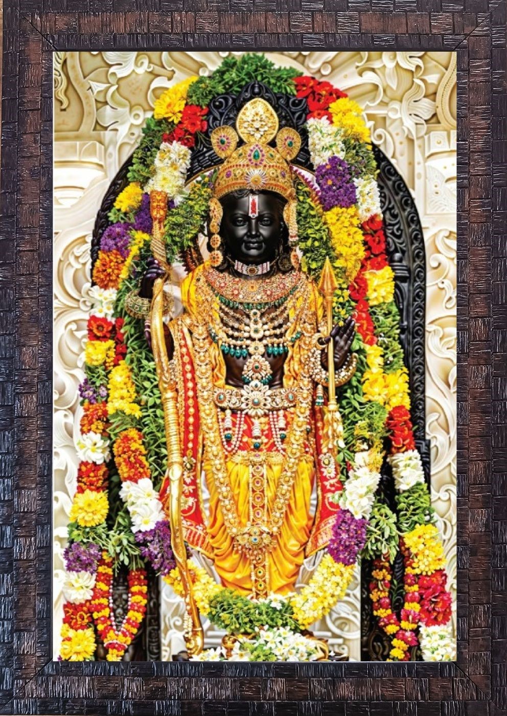 Sri Ram Lalla| Framed Canvas Painting | Shri Ram Mandir| Sri Ayodhya Dham | Glass Frame | Color- Brown Pattern | Size - 13.6 X 9.4 Inches.