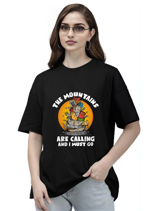 Moodies Women's Casual Printed Round Neck, Oversized Longline Drop Shoulder Half Sleeve Loose Fit T-shirt Colour Black (PACK Of 1) image 2