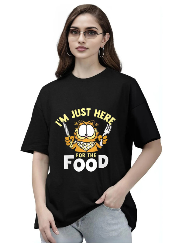 Moodies Women's Casual Printed Round Neck, Oversized Longline Drop Shoulder Half Sleeve Loose Fit T-shirt Colour Black (PACK Of 1) image 2