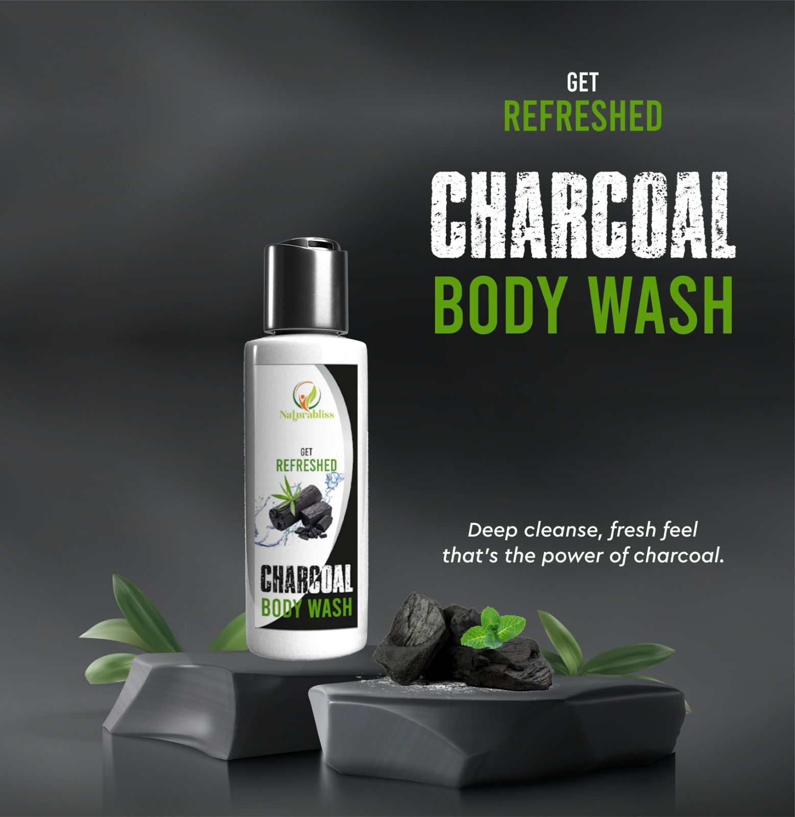 Natura Bliss Activated Charcoal Body Wash For Acne & Oily Skin (150ML)