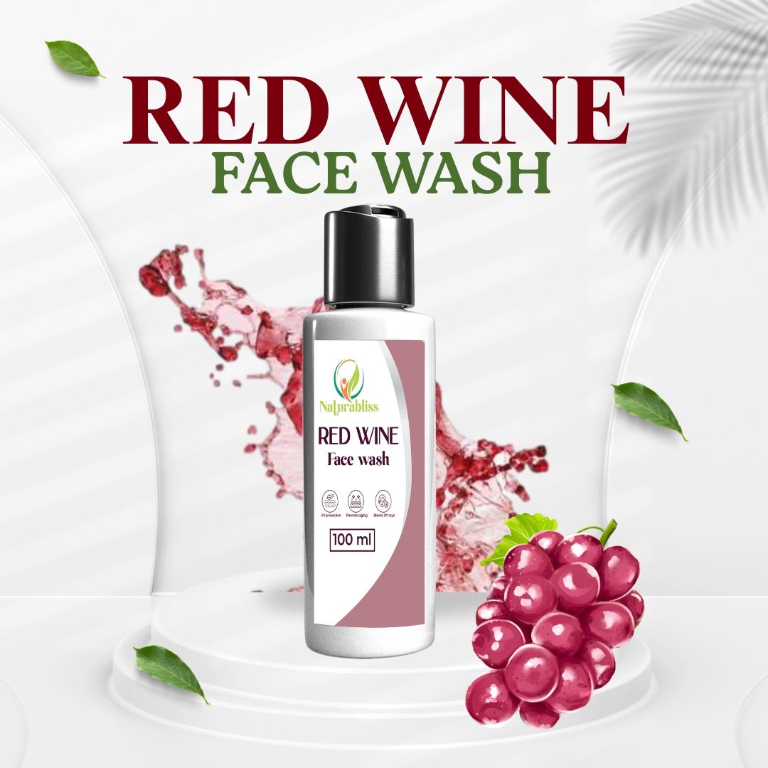 Natura Bliss Red Wine Face Wash For Men & Women 100ML | Natural Brightening & Anti-aging Cleanser For Glowing Skin
