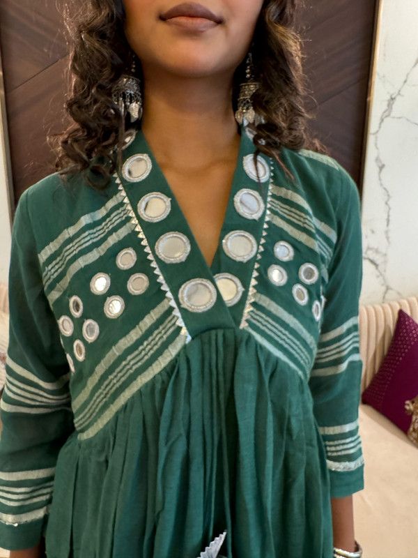 Embellished Linen Stitched Frok image 2
