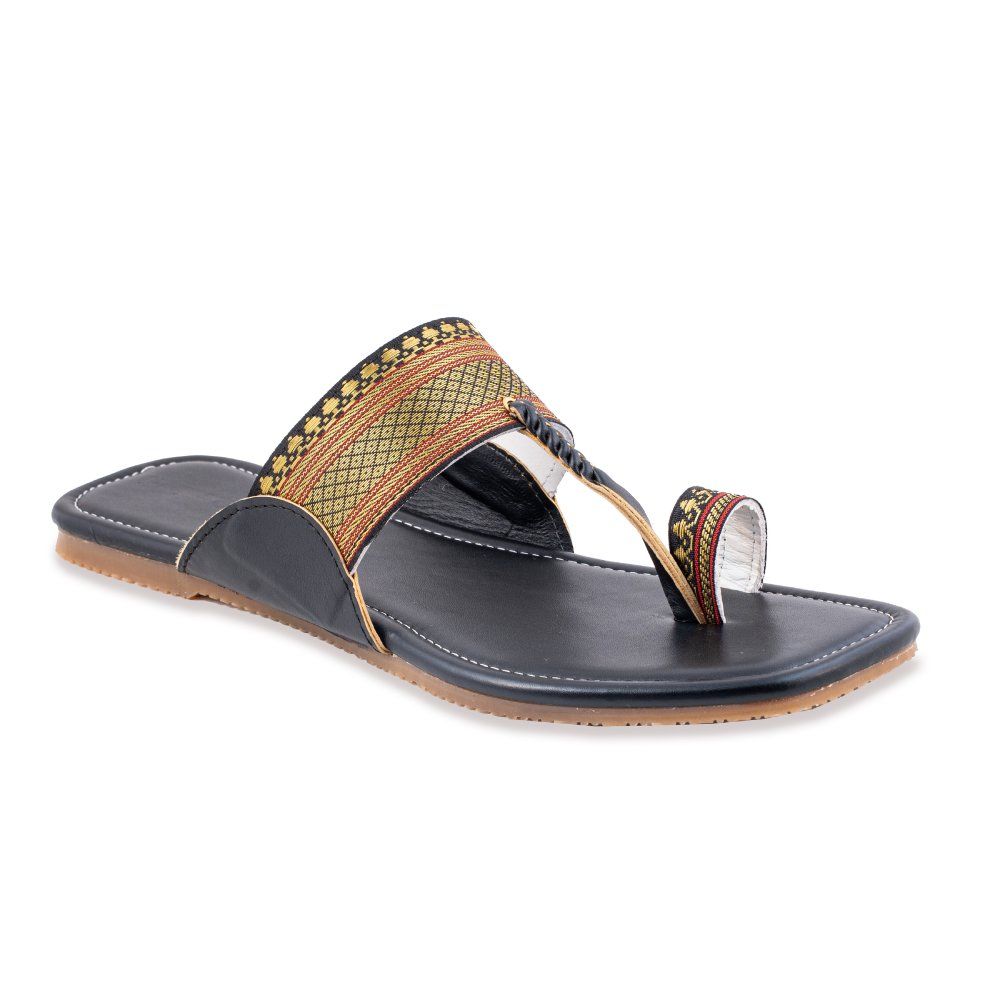 Korakari Ebony Black Kolhapuri Chappal For Women image 2