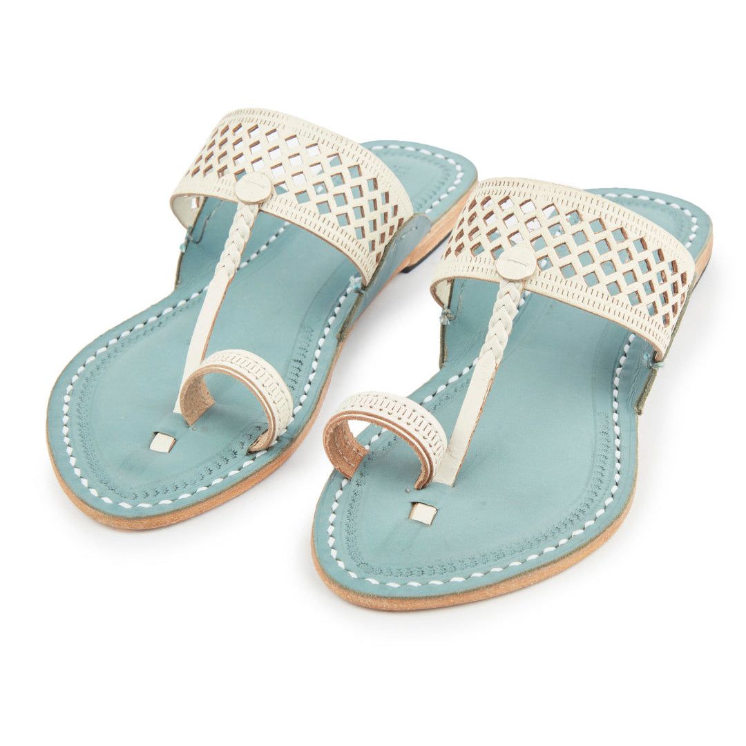 Korakari White Diamonds In The Sky Kolhapuri Chappal For Women