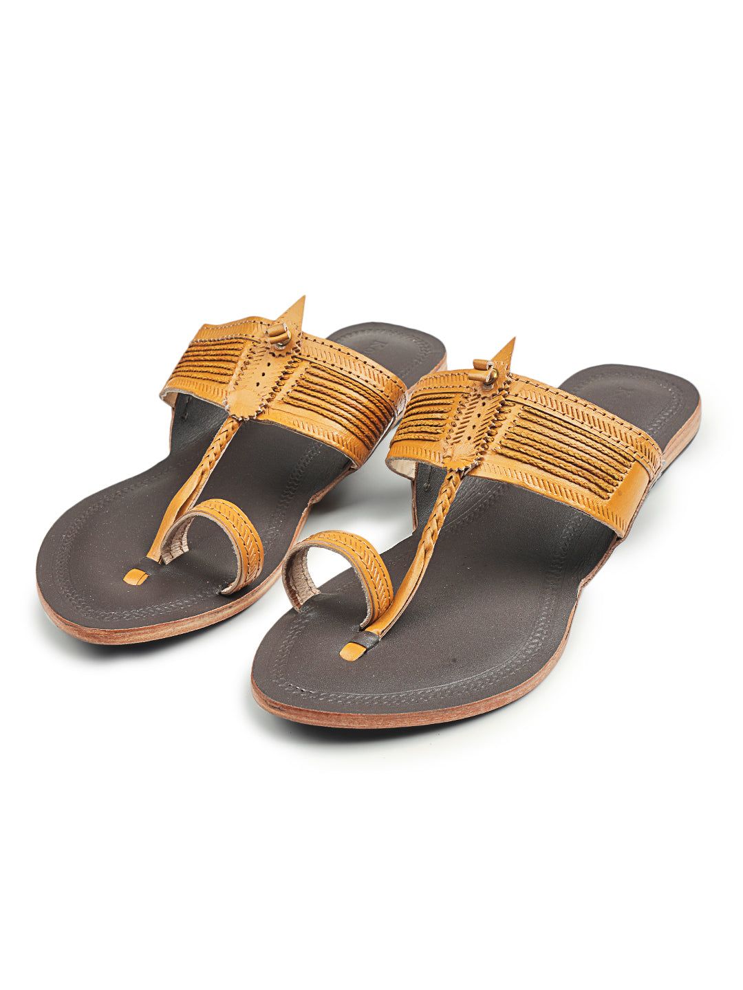 Korakari Vintage Brown Kolhapuri Chappal For Women