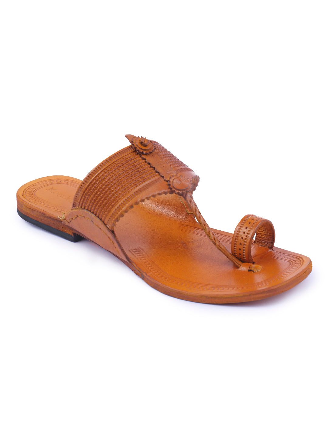 Korakari Tranquil Yellow Kolhapuri Chappal For Women