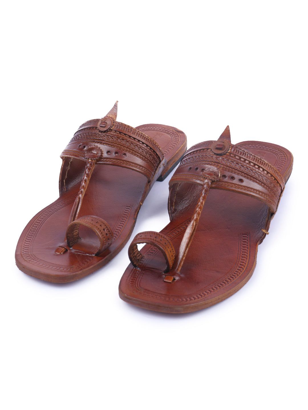 Korakari Soothing Tan Kolhapuri Chappal For Women