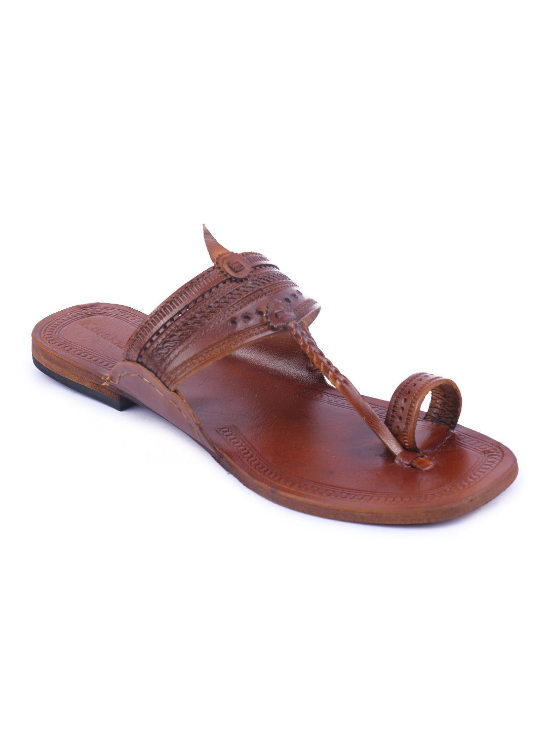 Korakari Soothing Tan Kolhapuri Chappal For Women image 2