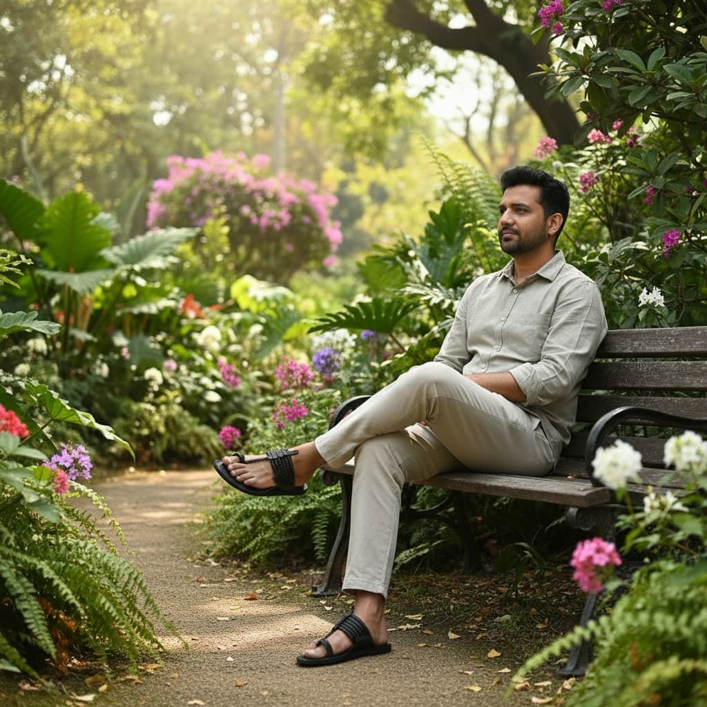 The String Dark Double | Men | Leather Kolhapuri Chappal | Black image 7