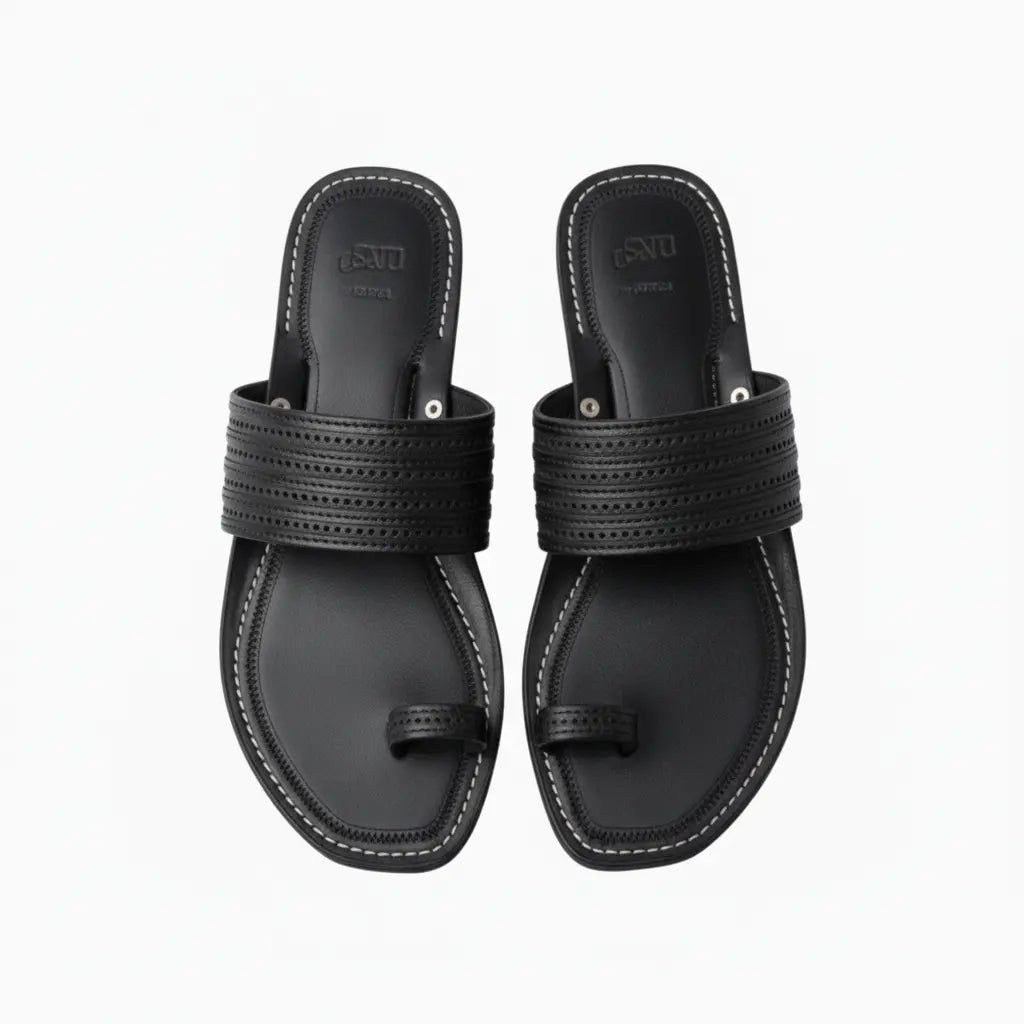 The Toe | Men | Leather Kolhapuri Chappal | Black