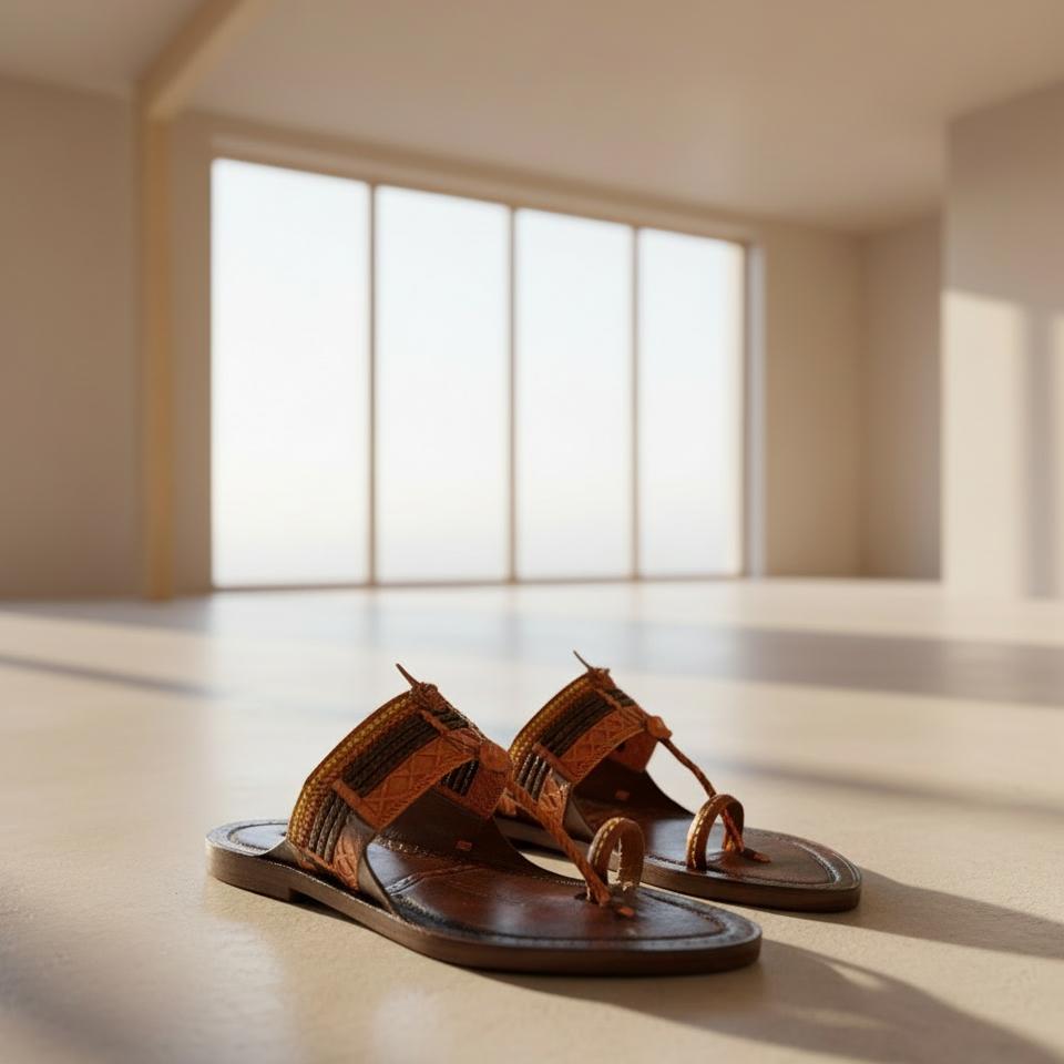 Karagiri Arvik | Men | Leather Kolhapuri Chappal image 3