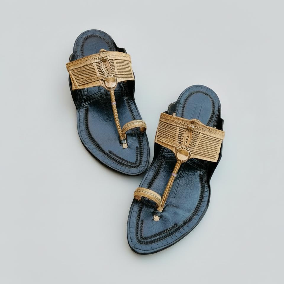 Karagiri Desi Dark | Men | Leather Kolhapuri Chappal image 2
