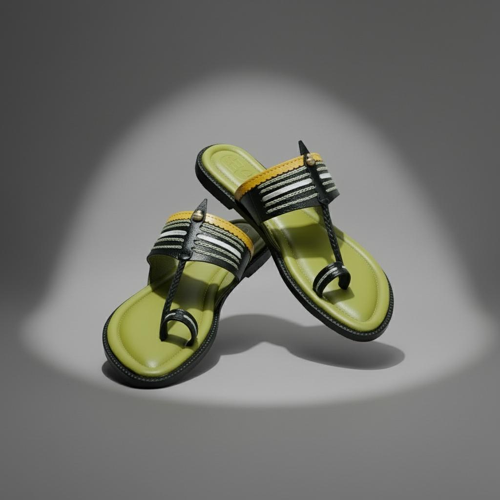 Karagiri Pravas | Men | Leather Kolhapuri Chappal image 2