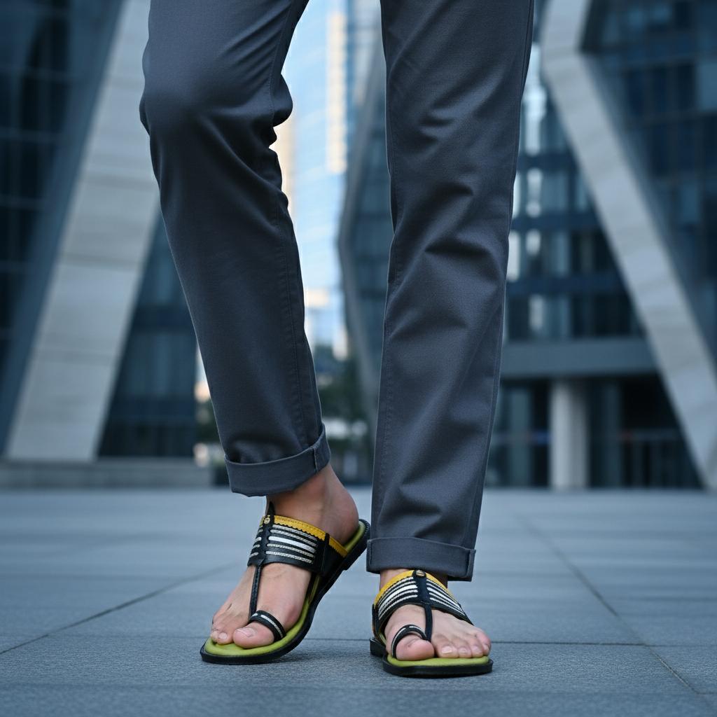 Karagiri Pravas | Men | Leather Kolhapuri Chappal image 5