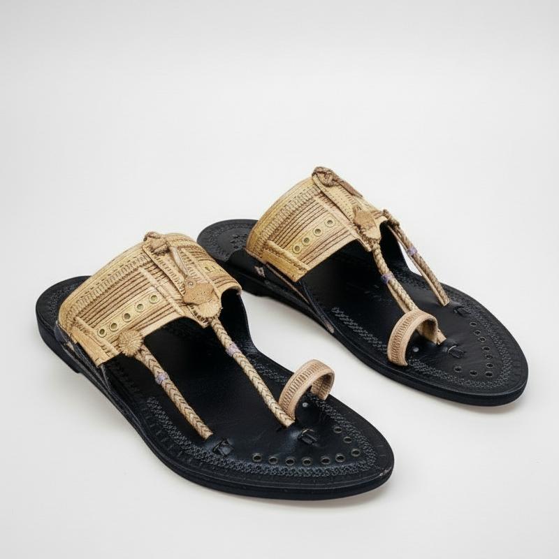 Karagiri Mukut | Men | Leather Kolhapuri Chappal image 3