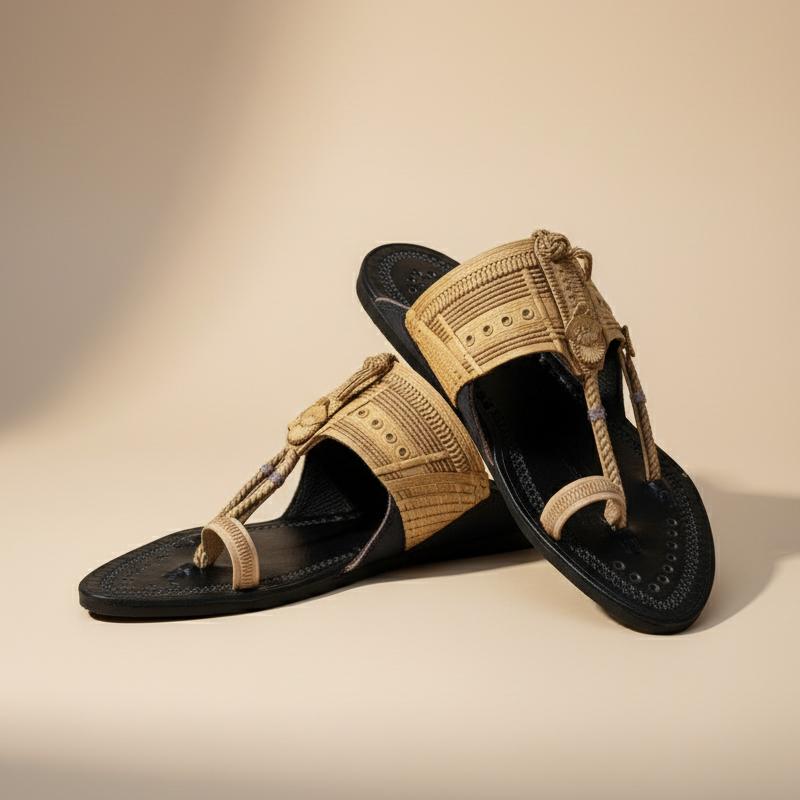 Karagiri Mukut | Men | Leather Kolhapuri Chappal image 4