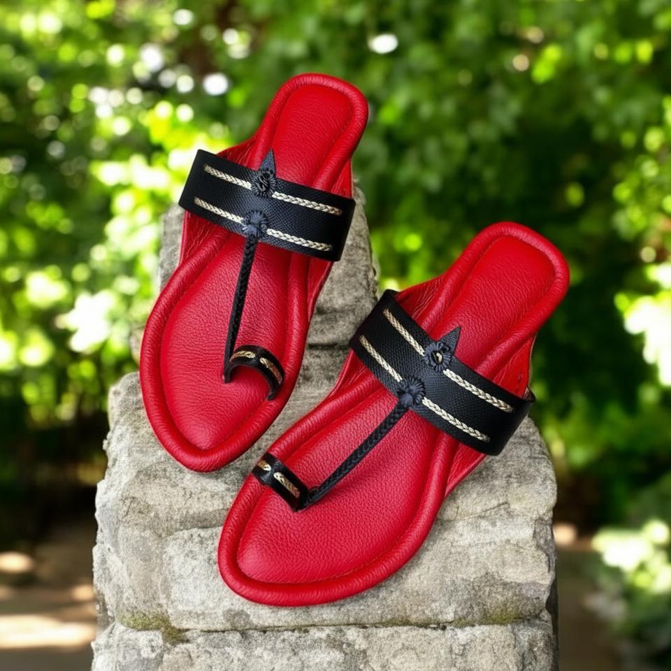 Karagiri Kolhapuri Chappal For Women - Red image 2