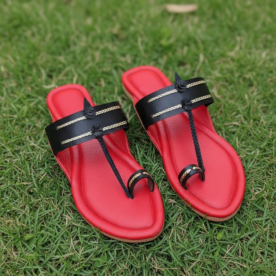 Karagiri Kolhapuri Chappal For Women - Red image 5