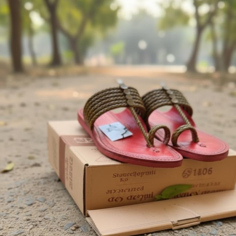 Khaal Kolhapuri Chappal For Men- Red image 2