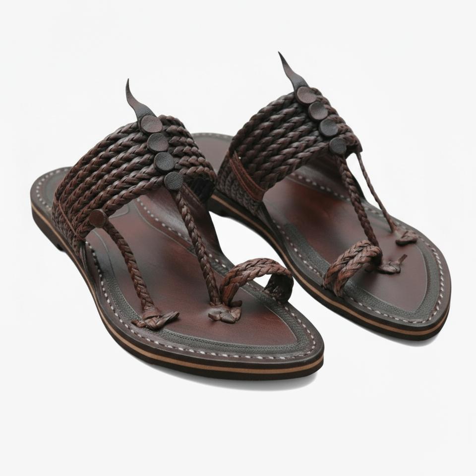 The String Dark Double | Men | Leather Kolhapuri Chappal image 2