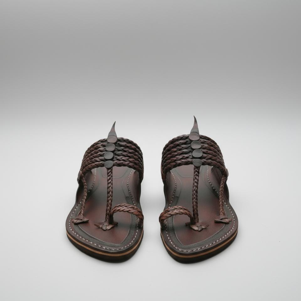 The String Dark Double | Men | Leather Kolhapuri Chappal image 3
