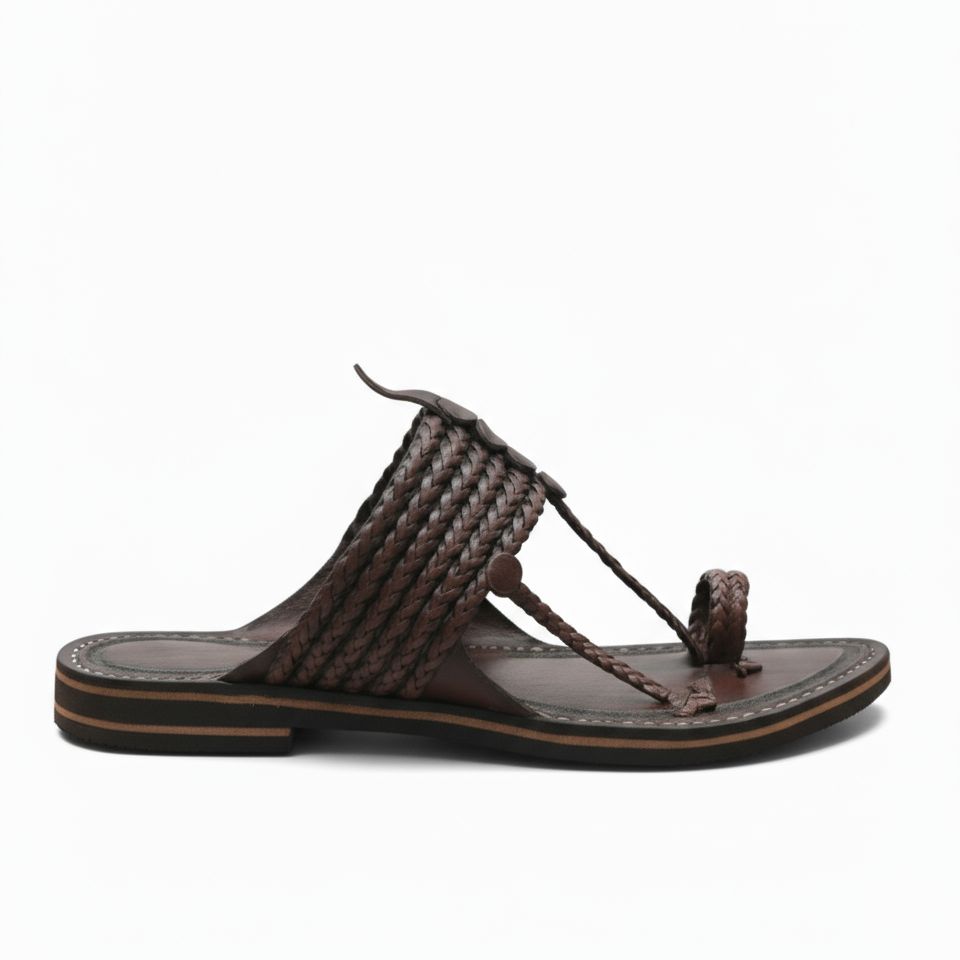 The String Dark Double | Men | Leather Kolhapuri Chappal image 4