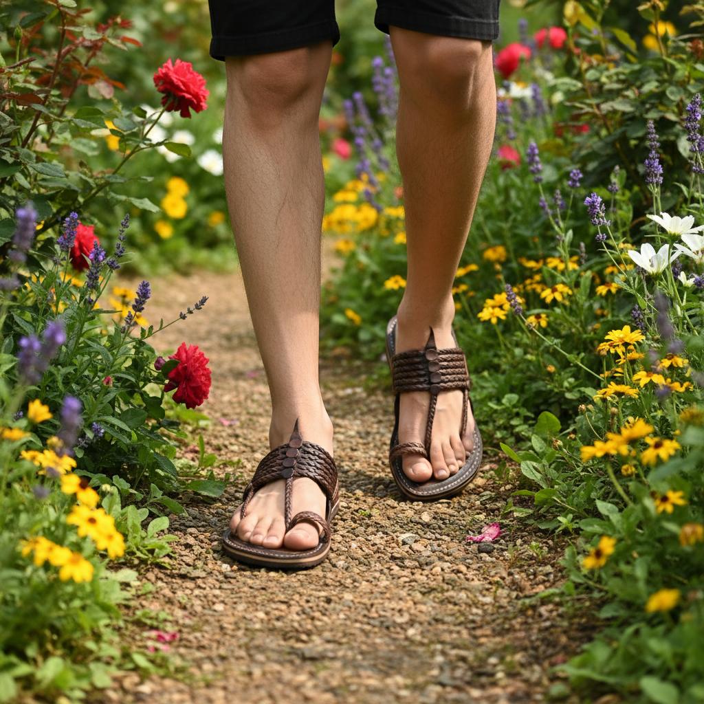 The String Dark Double | Men | Leather Kolhapuri Chappal image 5