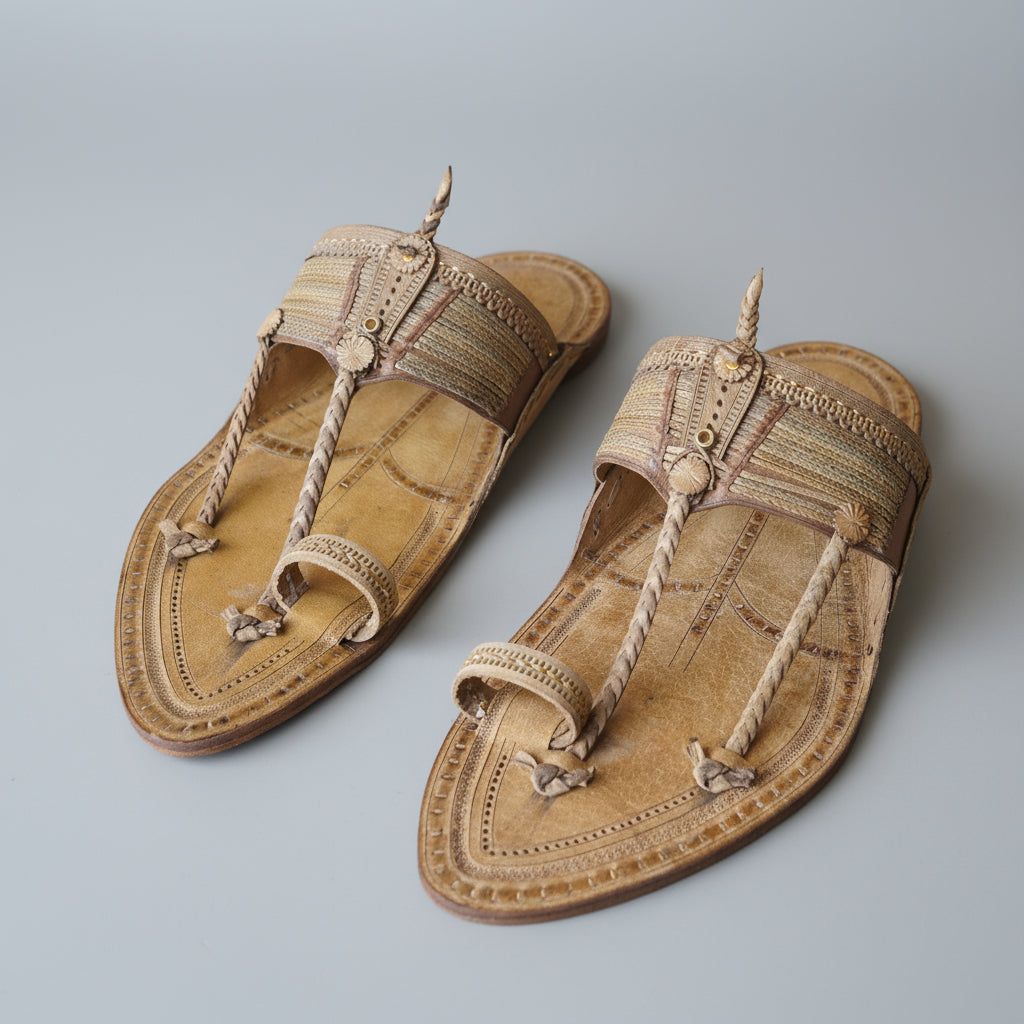 The Karigar Light | Men | Leather Kolhapuri Chappal image 3