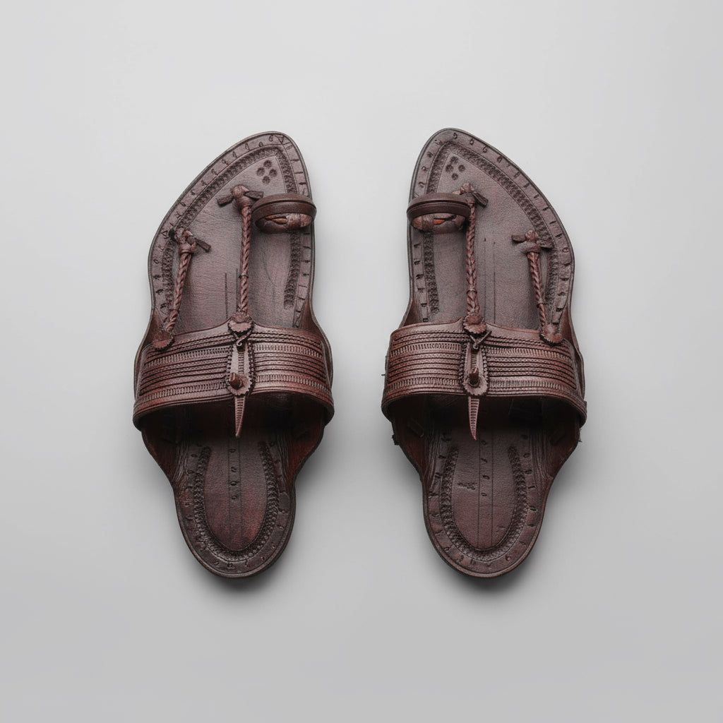 The Karigar Dark | Men | Leather Kolhapuri Chappal