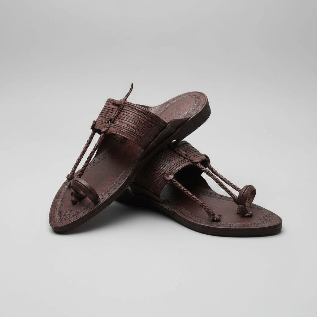 The Karigar Dark | Men | Leather Kolhapuri Chappal image 2
