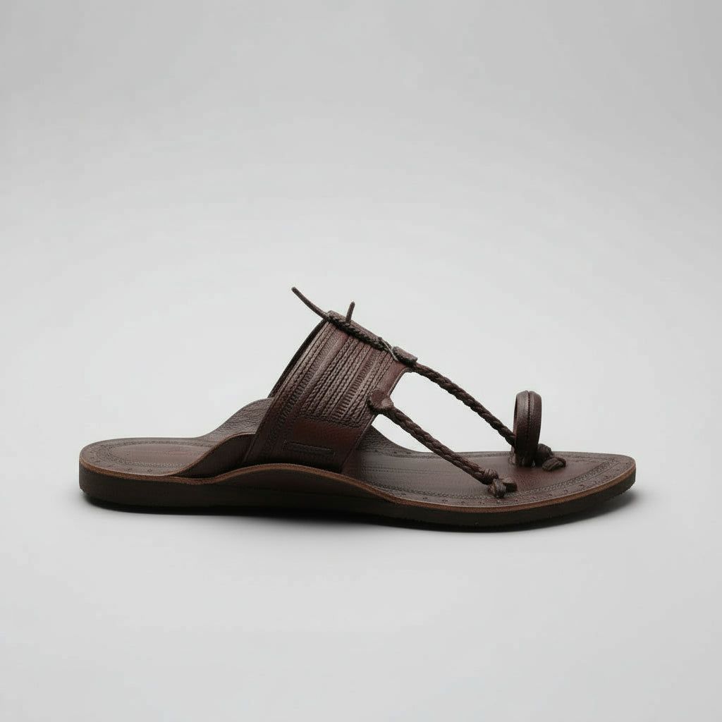 The Karigar Dark | Men | Leather Kolhapuri Chappal image 3