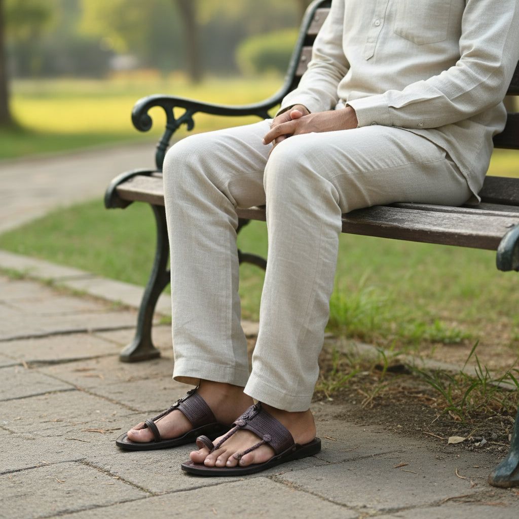The Karigar Dark | Men | Leather Kolhapuri Chappal image 5