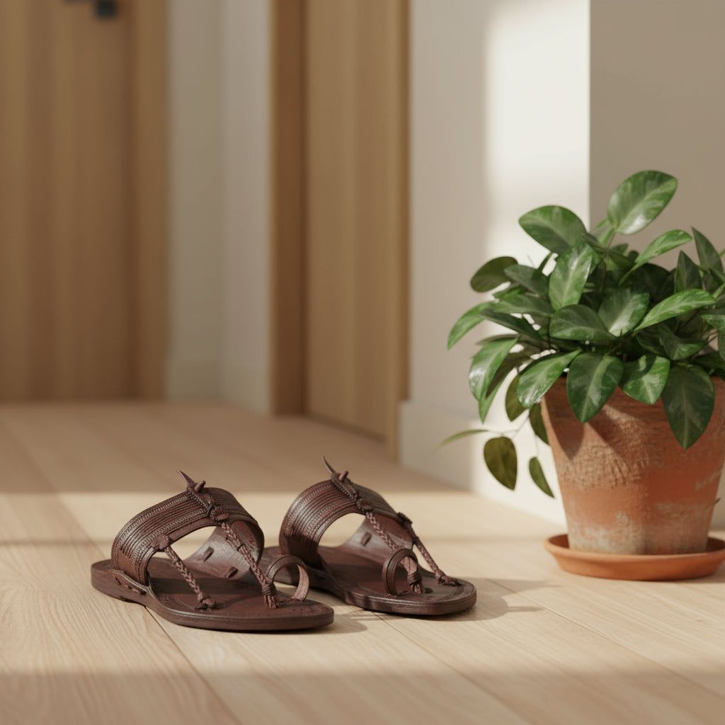 The Karigar Dark | Men | Leather Kolhapuri Chappal image 7