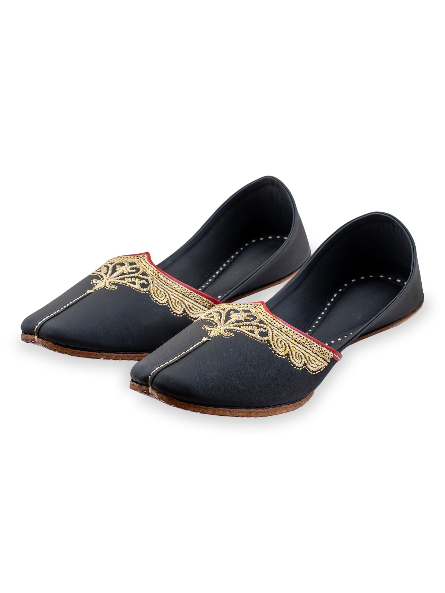 Korakari Kohinoor Black Leather Punjabi Jutti For Men - Shopdibz