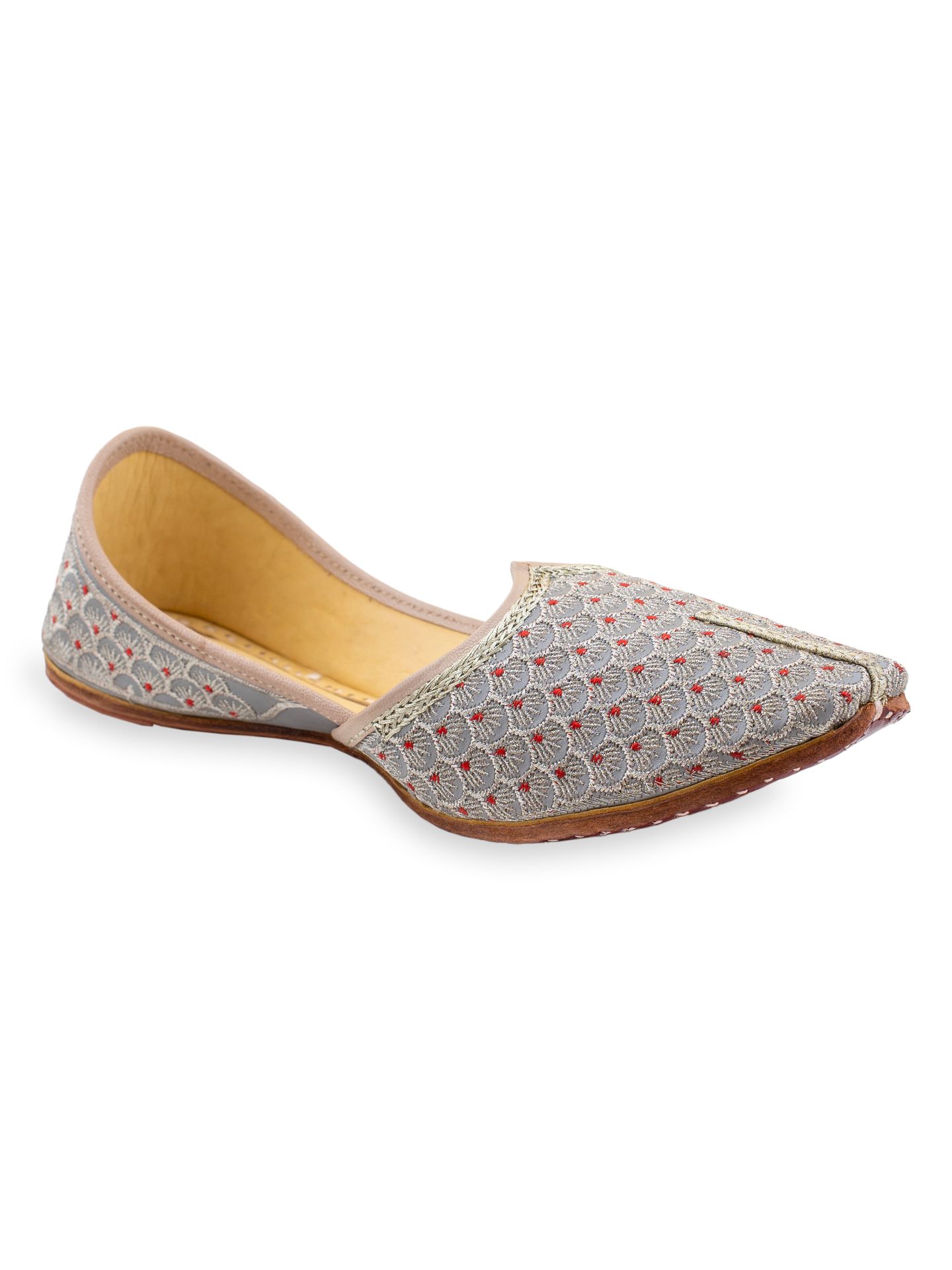 Korakari Pearly Reds Leather Punjabi Jutti For Men image 2