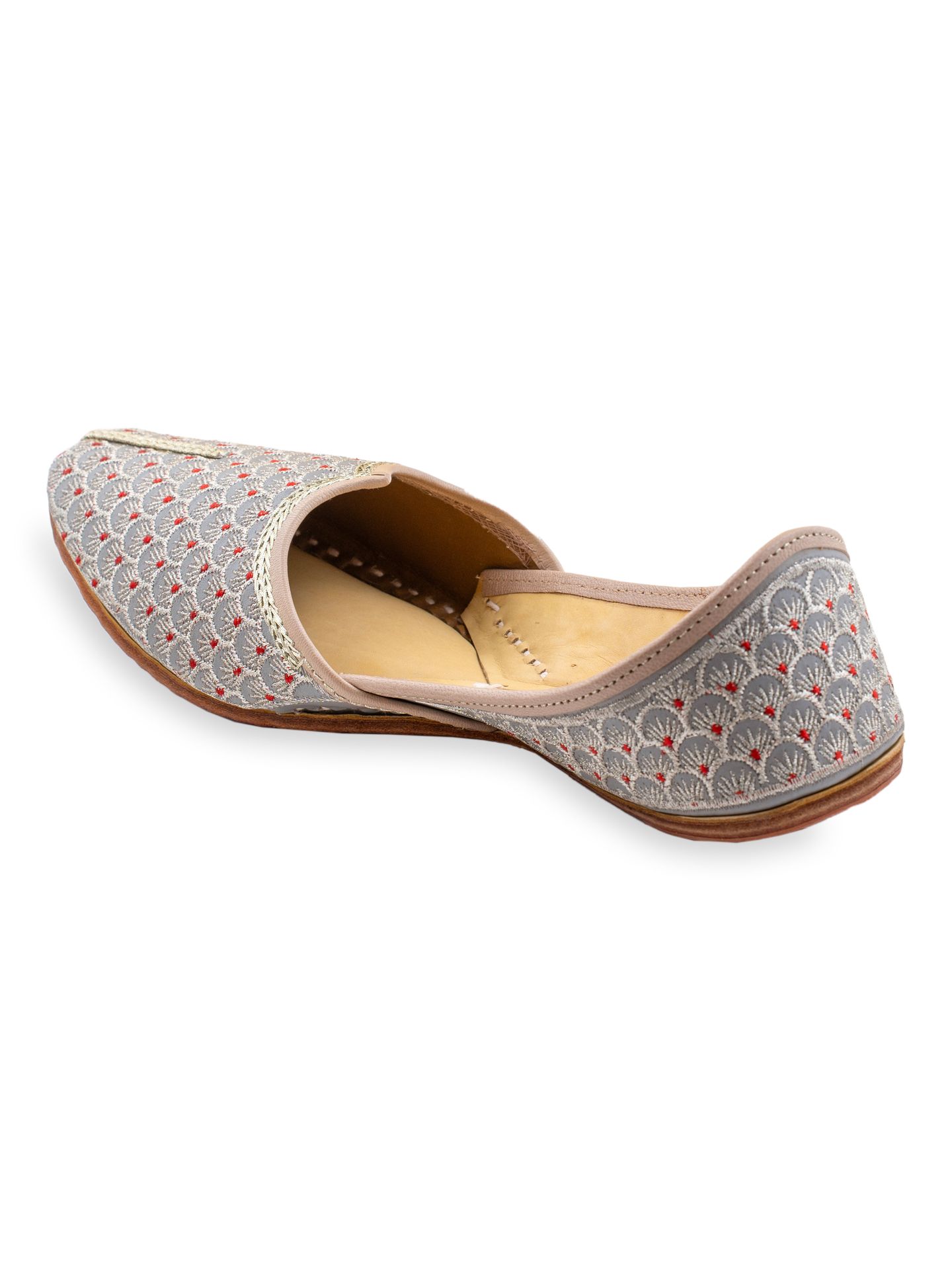 Korakari Pearly Reds Leather Punjabi Jutti For Men image 3
