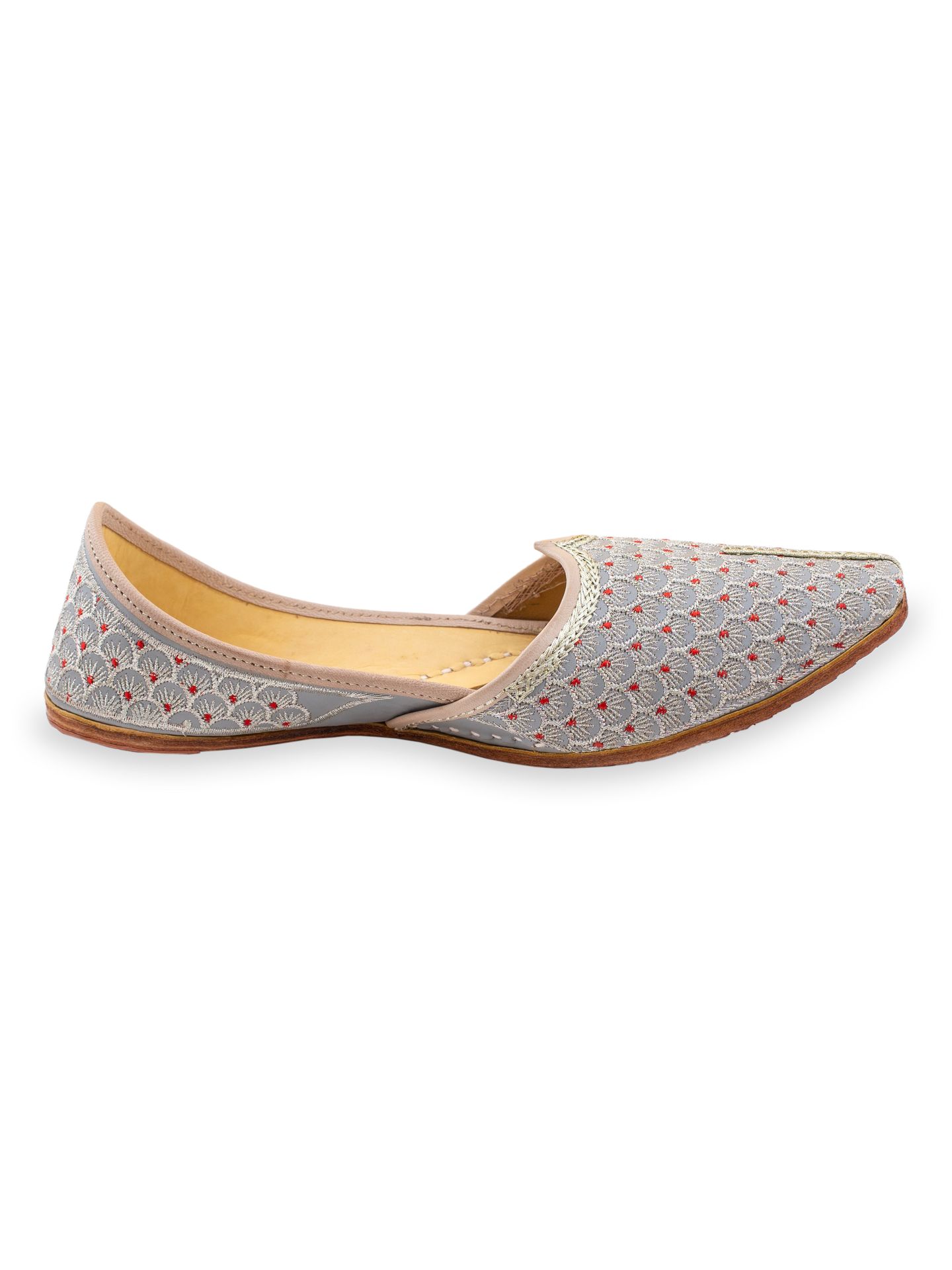 Korakari Pearly Reds Leather Punjabi Jutti For Men image 4