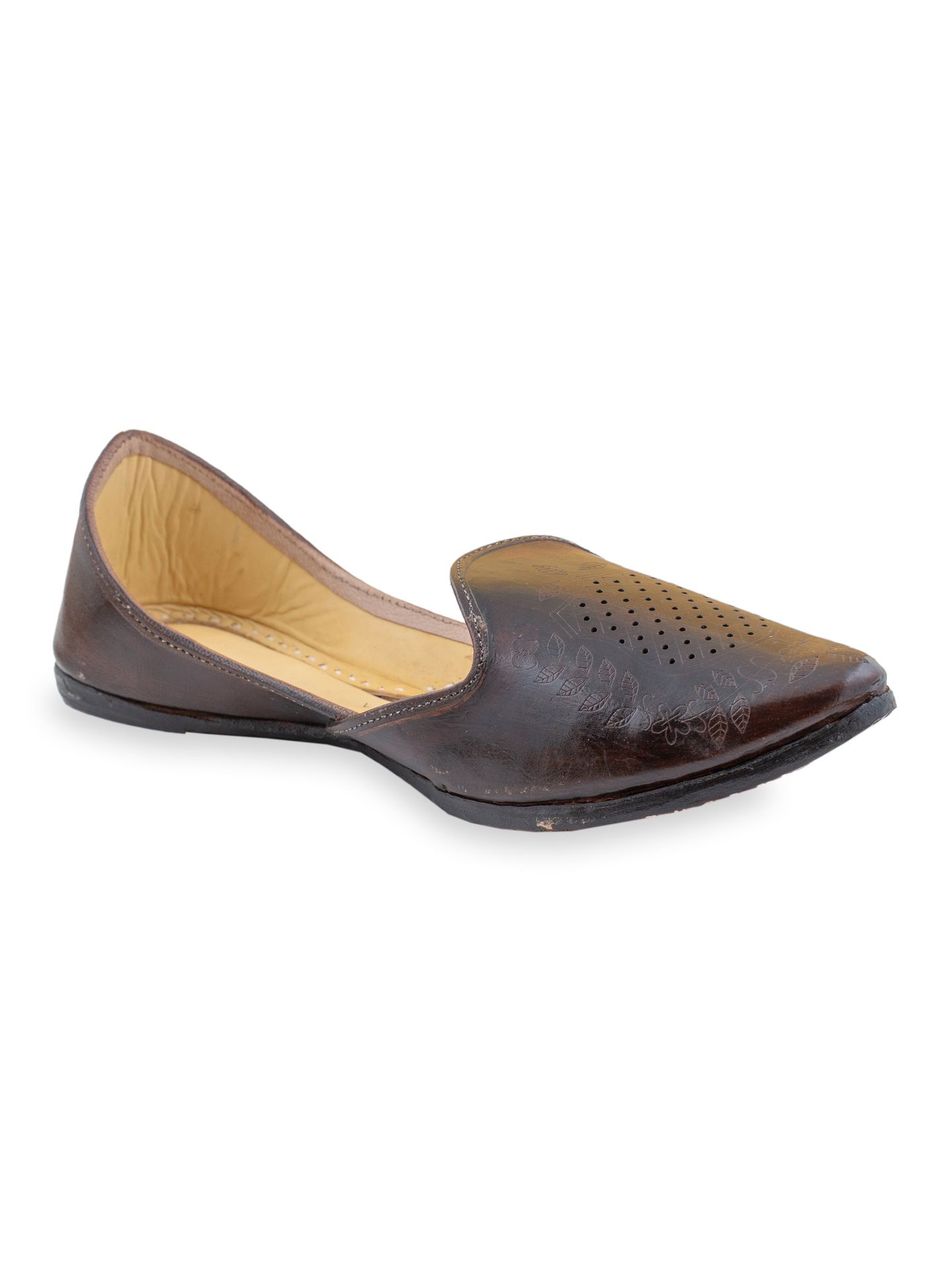 Korakari Meera's Brown Leather Punjabi Jutti For Men image 3