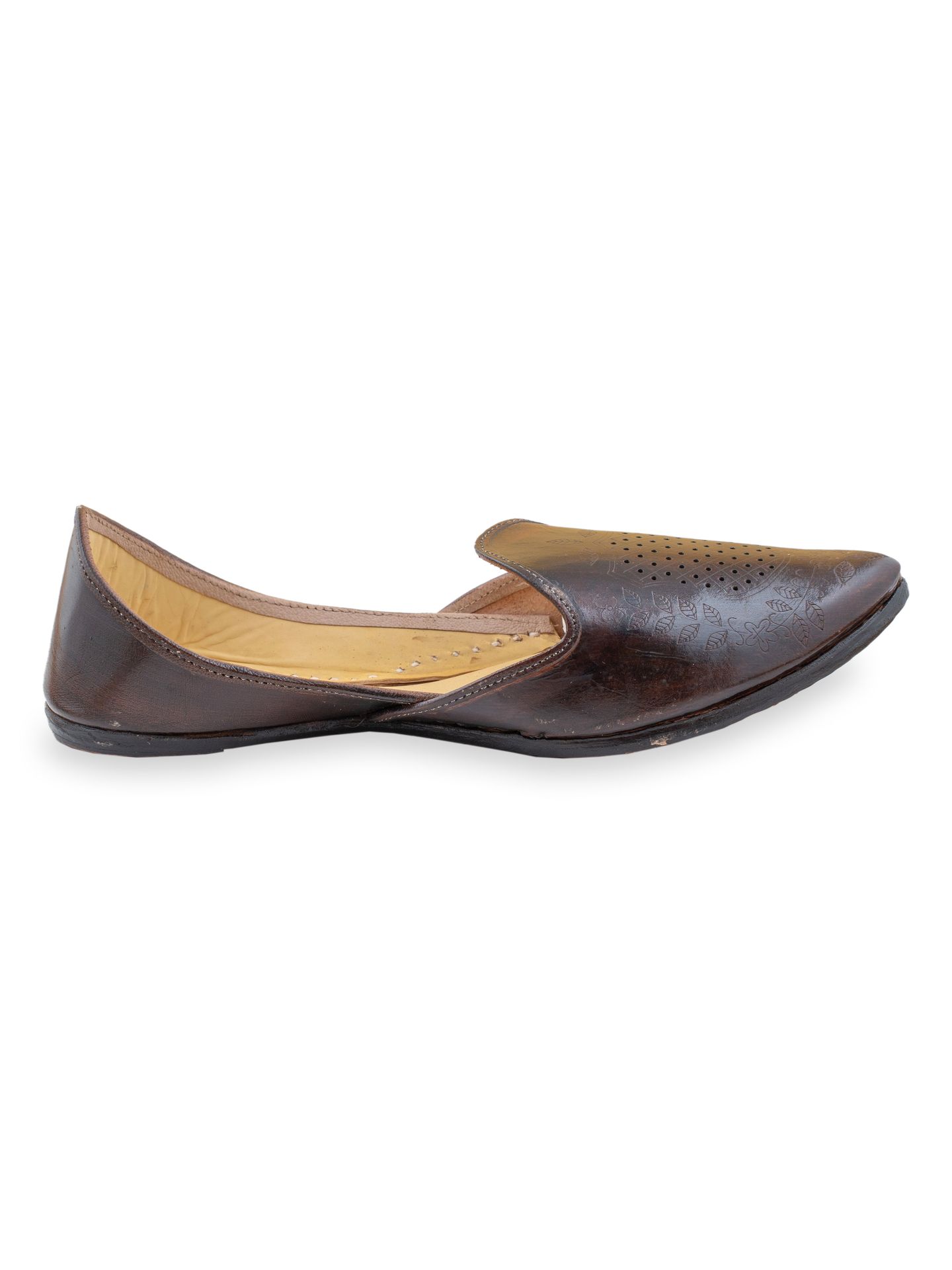 Korakari Meera's Brown Leather Punjabi Jutti For Men image 4