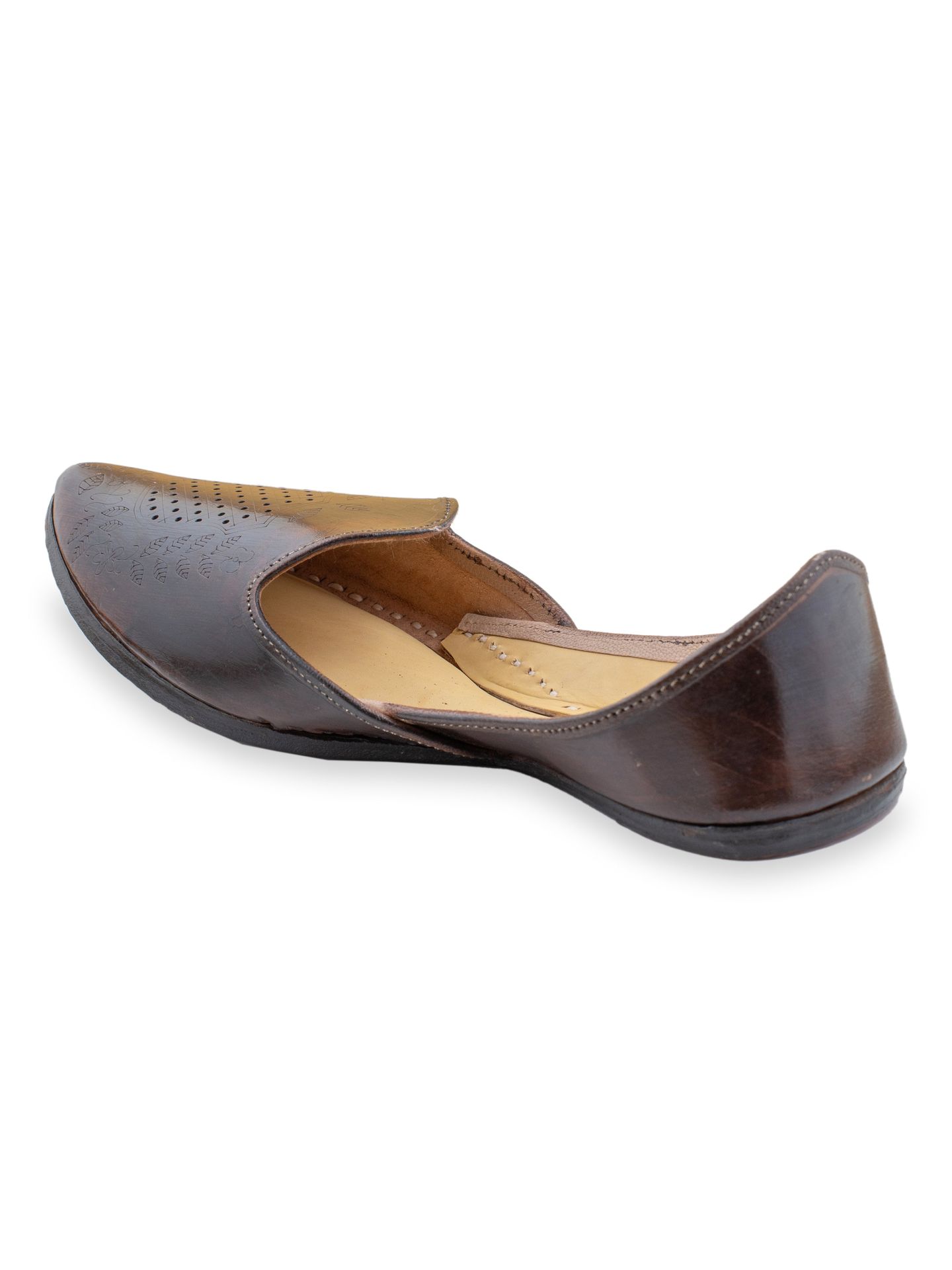 Korakari Meera's Brown Leather Punjabi Jutti For Men image 5