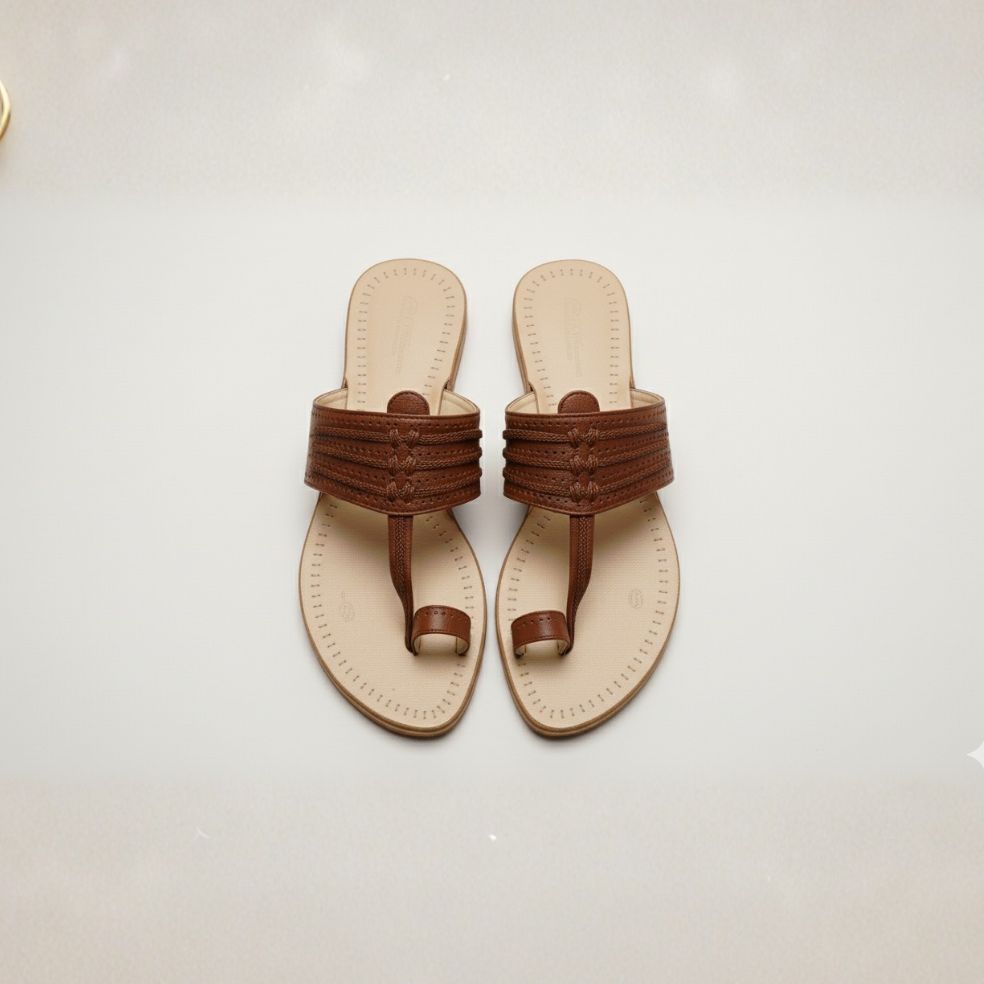 Mens Kolhapuri | Yodha Kols By Niira | Comfort Slippers For Men | Soft Straps| Lightweight & Durable | Ideal For Indoor & Outdoor Use | Brown image 2